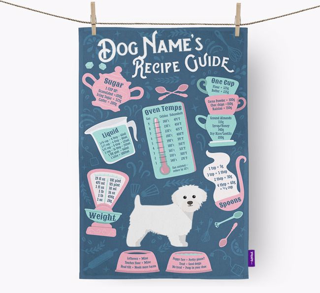 'Recipe Measurements Guide' - Personalized {breedFullName} Tea Towel